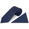 French Navy Silk Twill Classic Mens Tie and Pocket Square Set