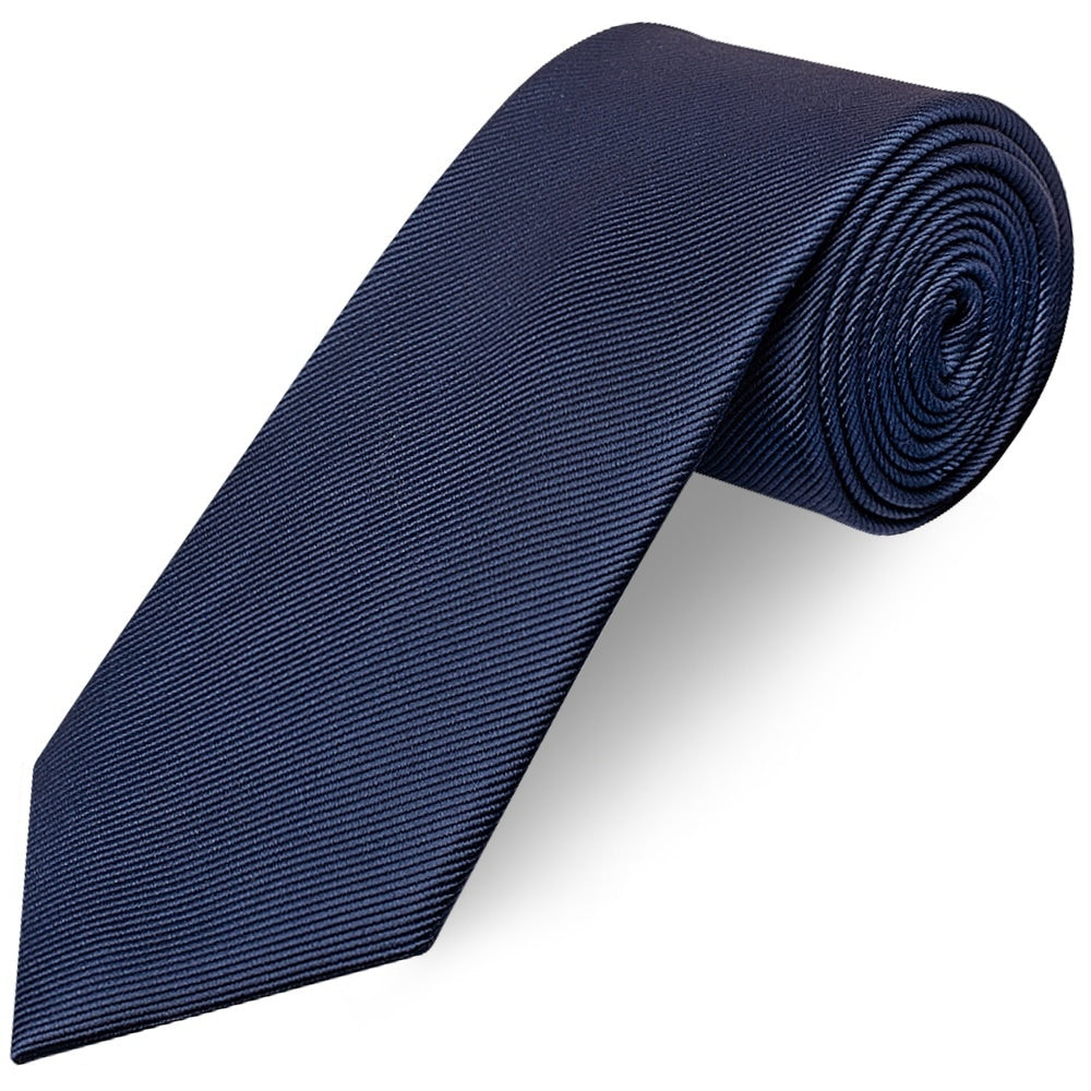 French Navy Silk Twill Classic Mens Tie And Pocket Square Set 3