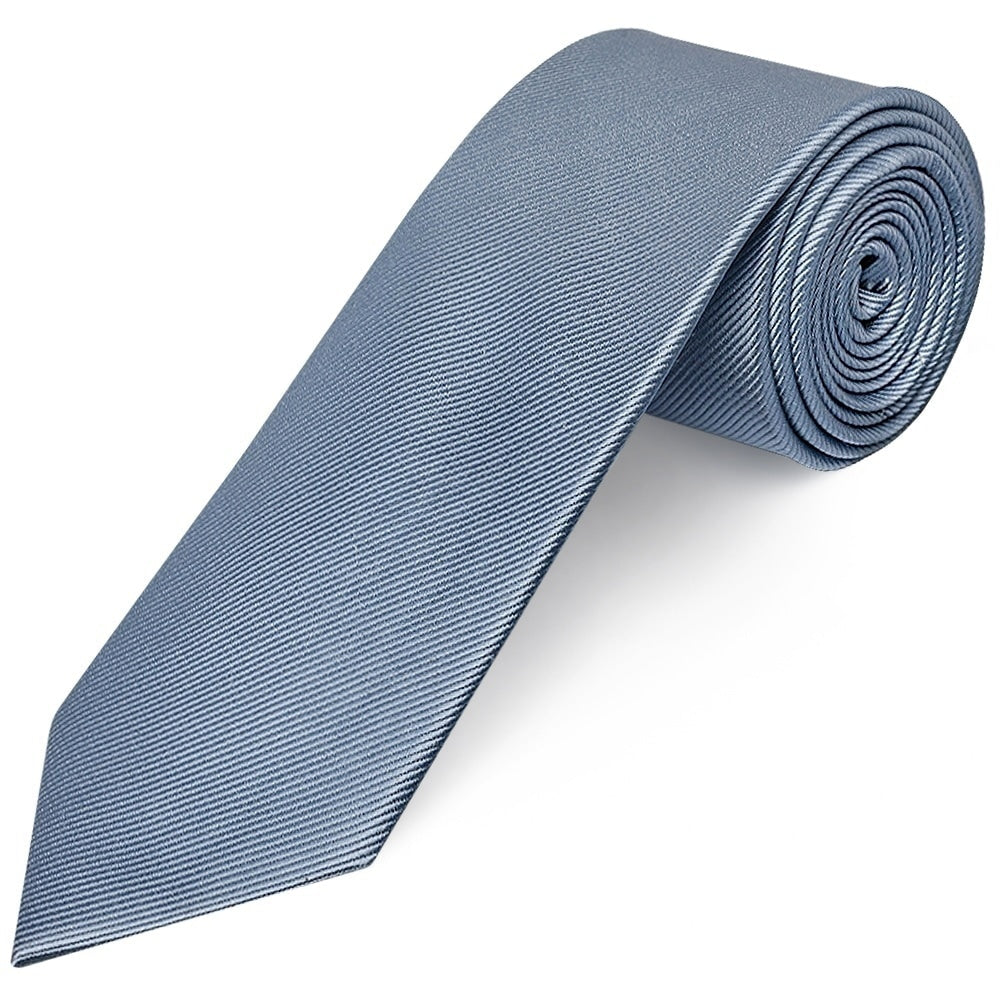 Dusty Blue Silk Twill Classic Mens Tie And Pocket Square Set 3