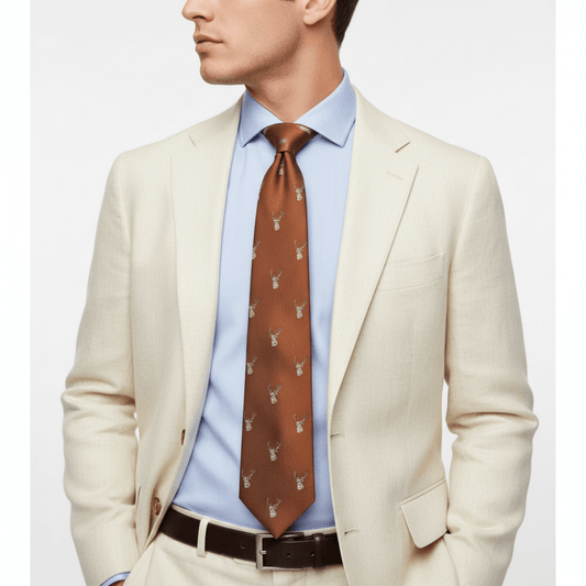 Burnt Orange Deer Head Classic Mens Tie 2