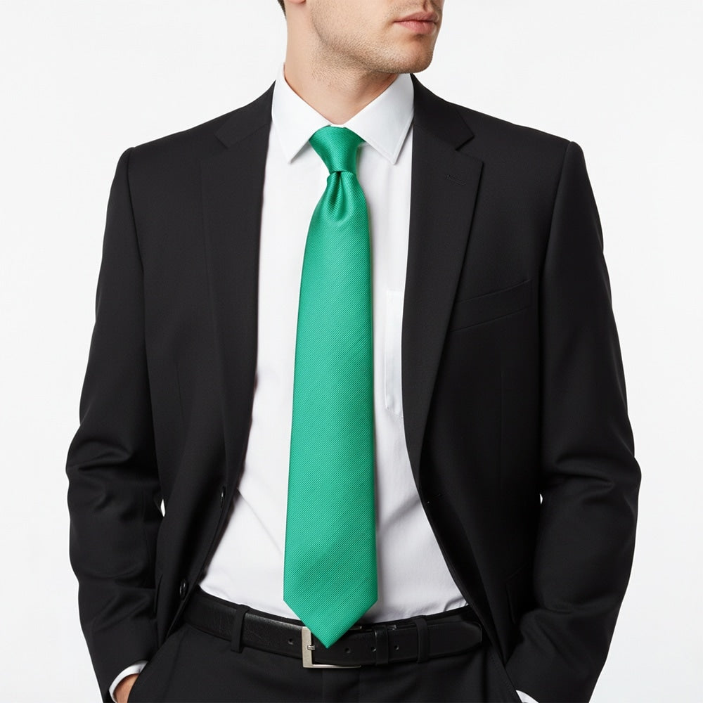 Emerald Green Silk Twill Silk Classic Mens Tie 2