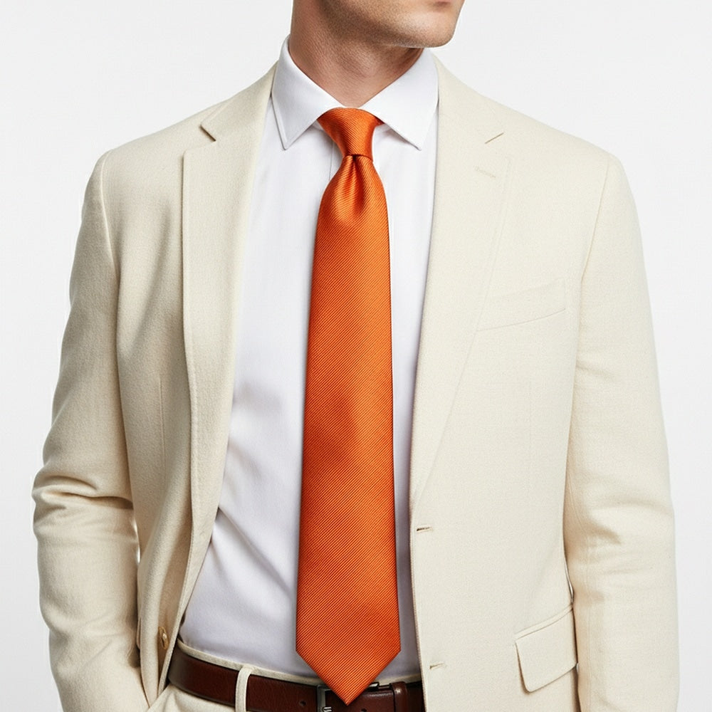 Orange Silk Twill Classic Mens Tie 2