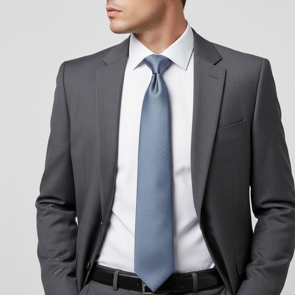 Dusty Blue Twill Silk Classic Mens Tie 2