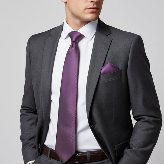 Mauve Silk Twill Classic Mens Tie And Pocket Square Set 2