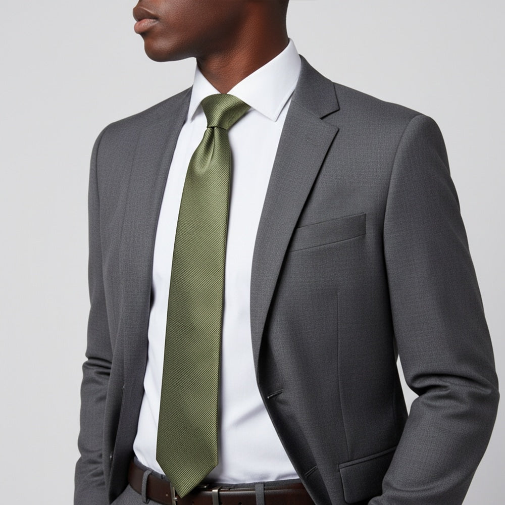 Olive Twill Silk Classic Mens Tie 2