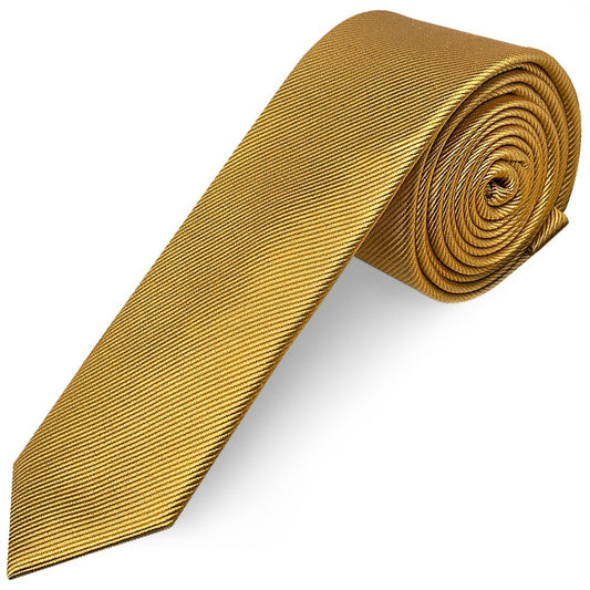 Mustard Yellow Silk Twill Skinny Mens Tie And Pocket Square Set 2