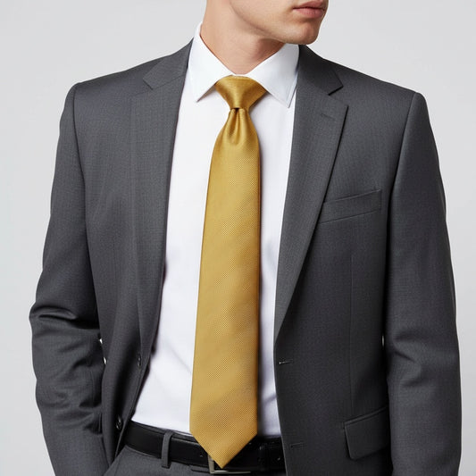 Mustard Yellow Silk Twill Classic Mens Tie 2