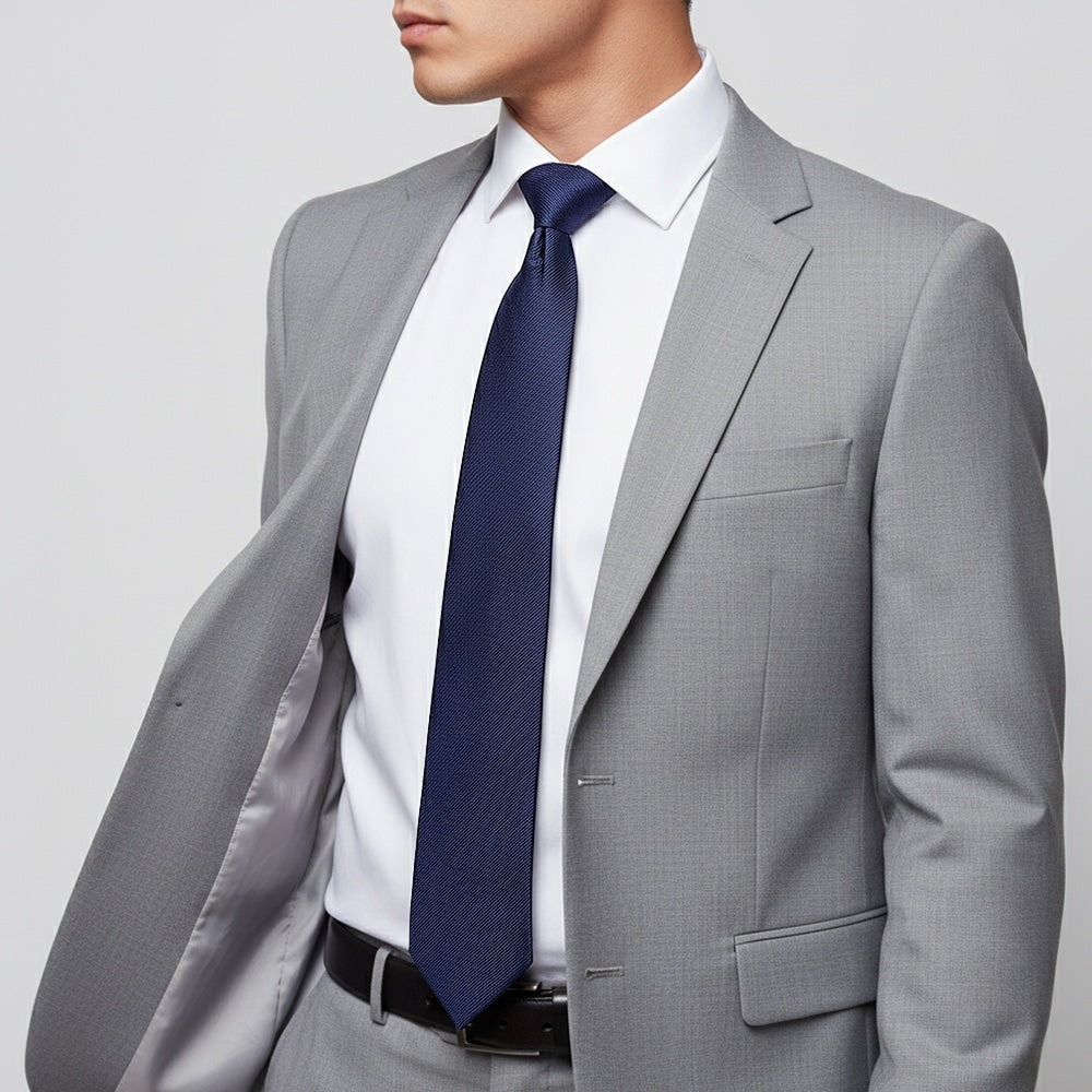 French Navy Silk Twill Classic Mens Tie 2