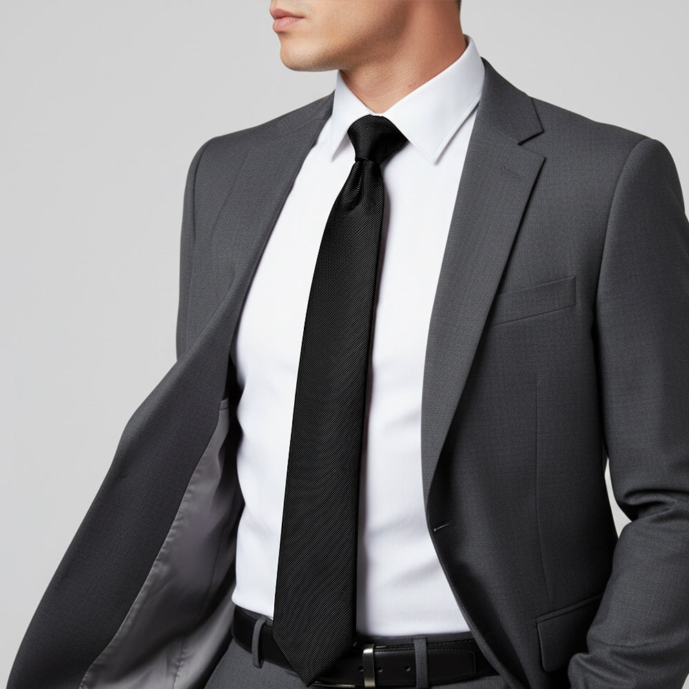Black Silk Twill Silk Classic Mens Tie 2