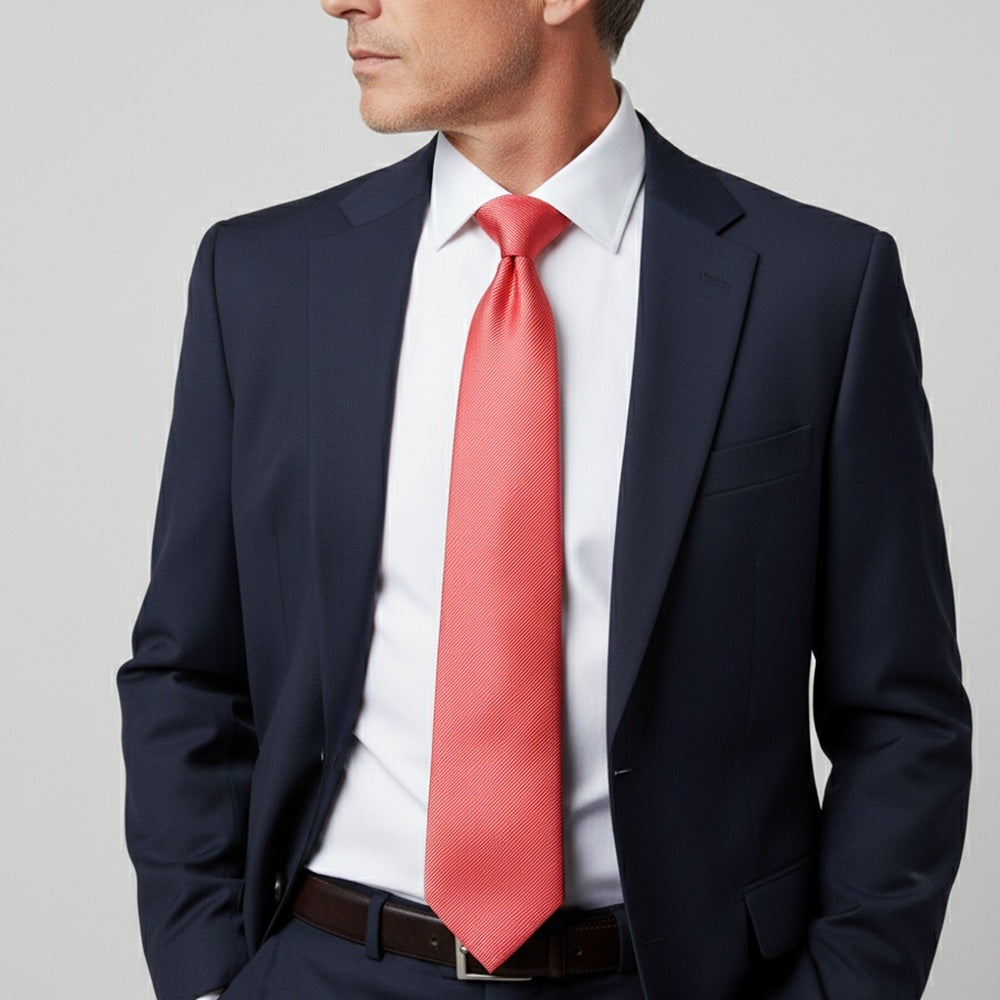 Salmon Pink Silk Twill Classic Mens Tie 2