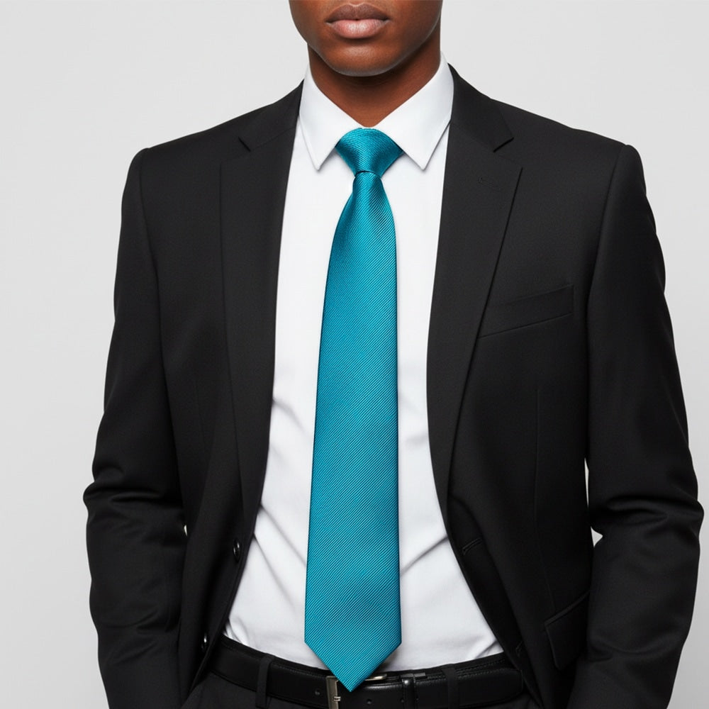 Turquoise Silk Twill Silk Classic Mens Tie 2