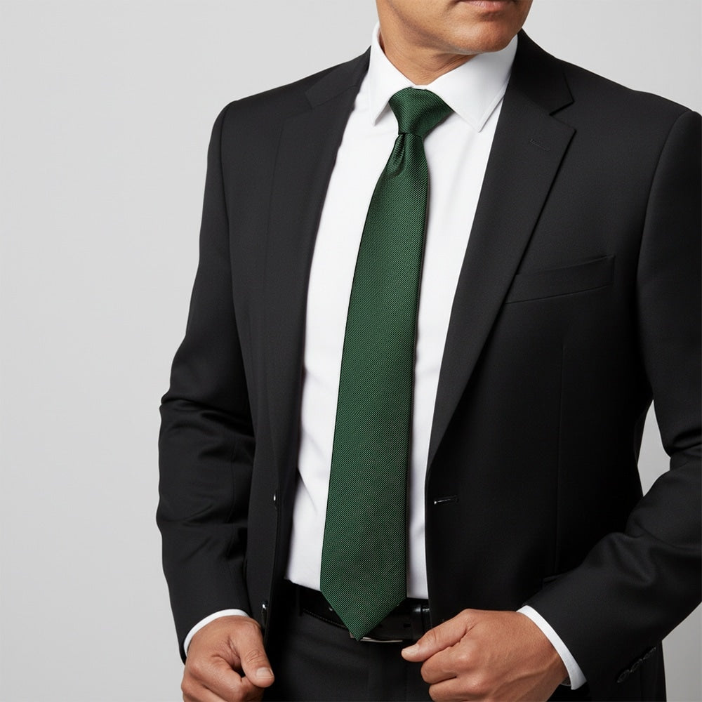 Bottle Green Silk Twill Classic Mens Tie 2