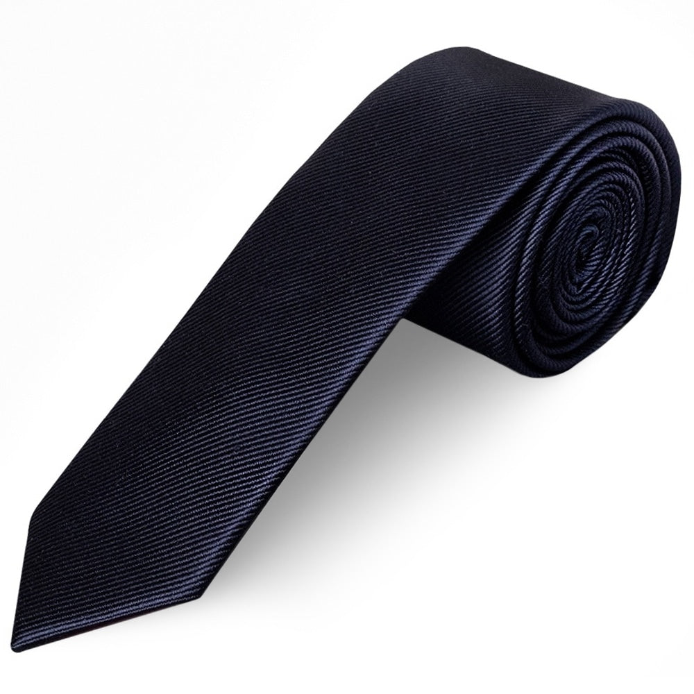Navy Silk Twill Skinny Mens Tie 1