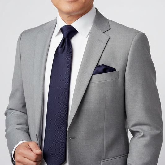 Navy Twill Silk Classic Mens Tie And Pocket Square Set 2