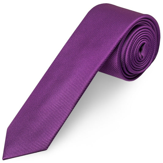 Cadbury Purple Silk Twill Skinny Mens Tie 1