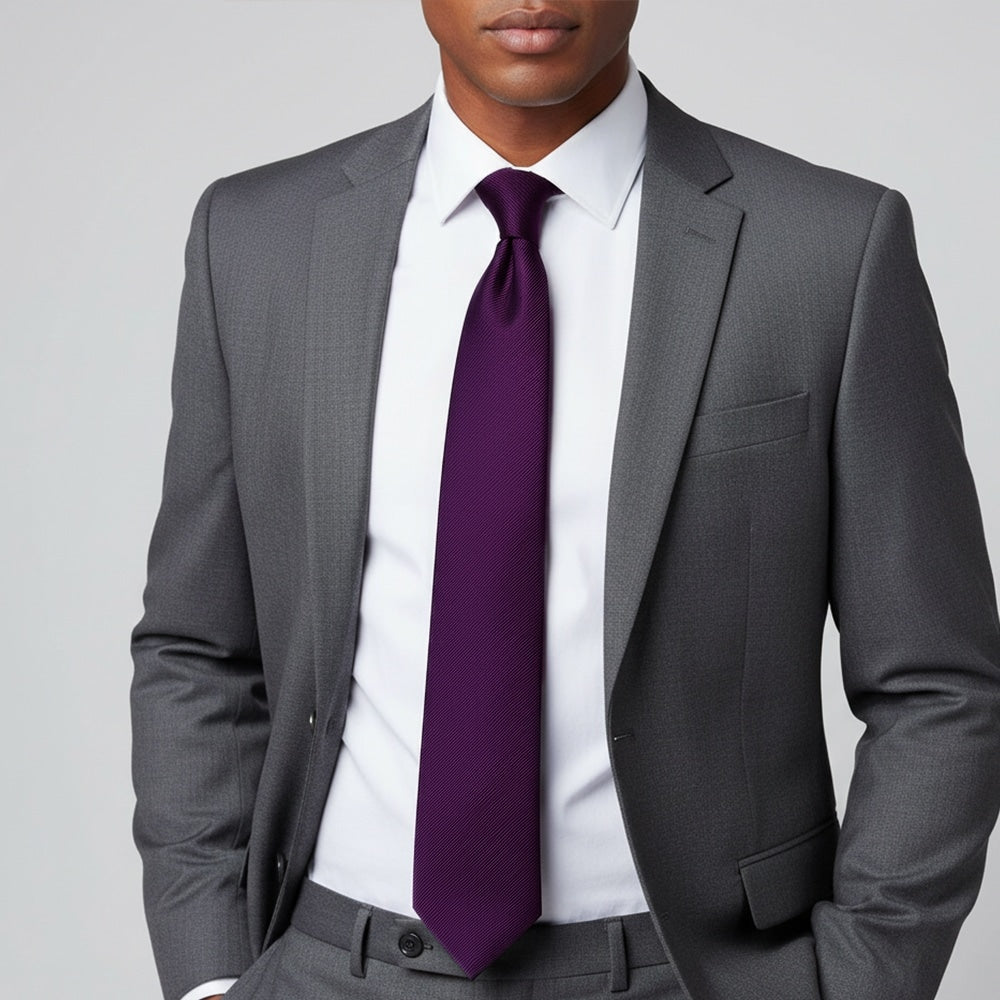 Purple Silk Twill Silk Classic Mens Tie 2
