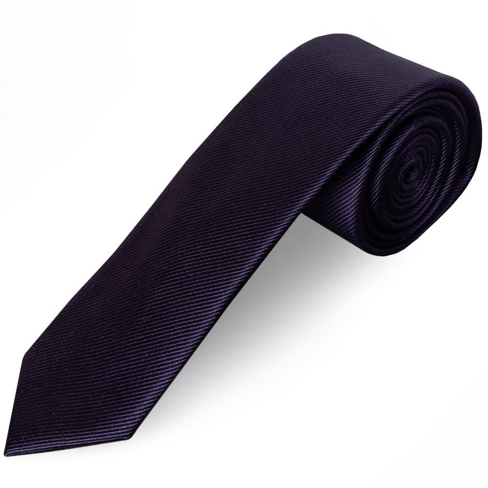 Plum Silk Twill Skinny Mens Tie 1