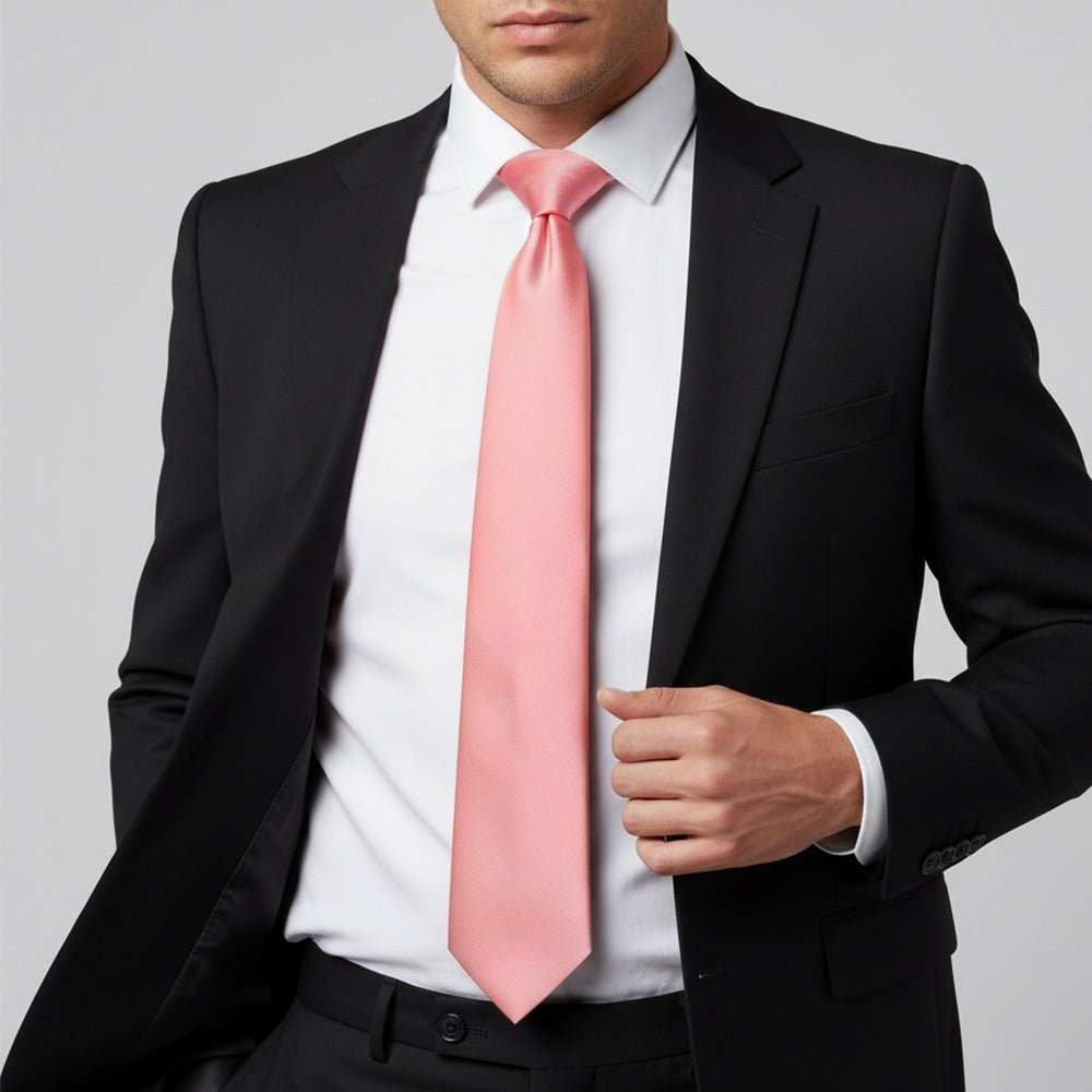 Plain Blush Rose Satin Classic Mens Tie 2