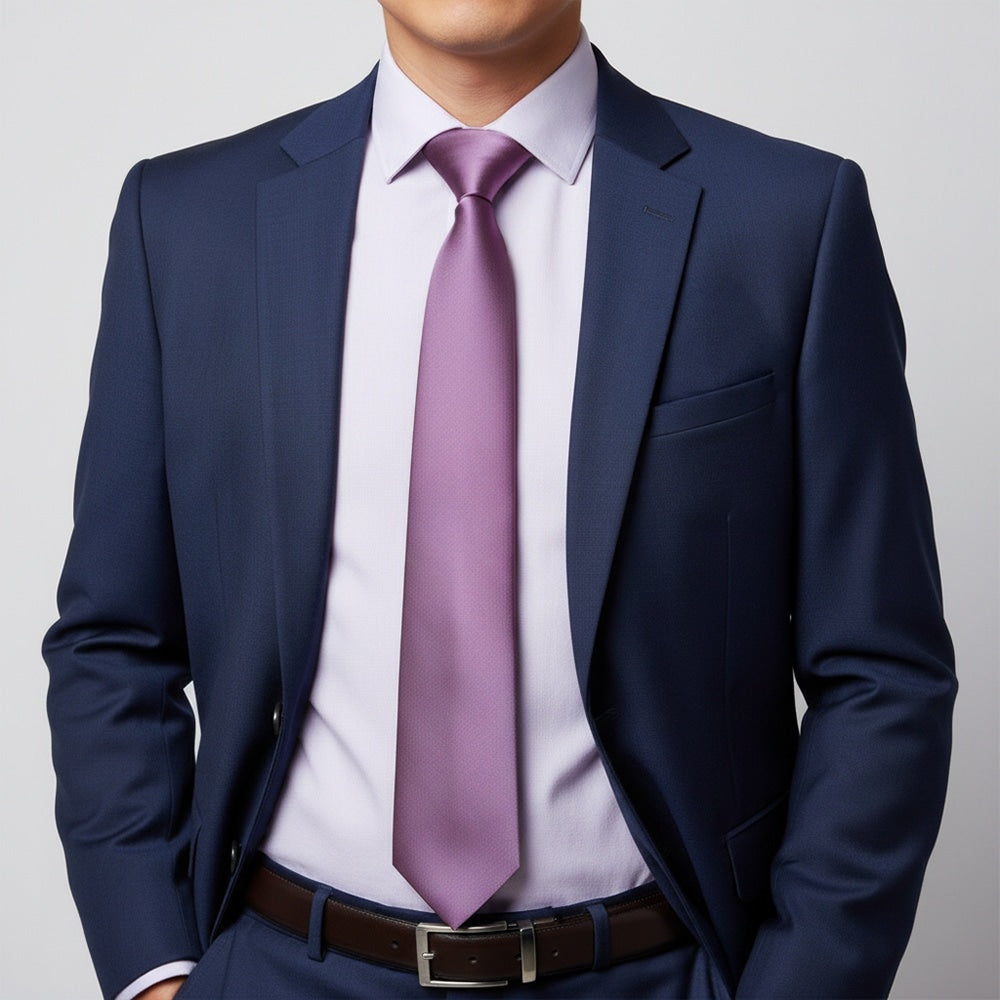 Plain Light Mauve Satin Classic Mens Tie 2