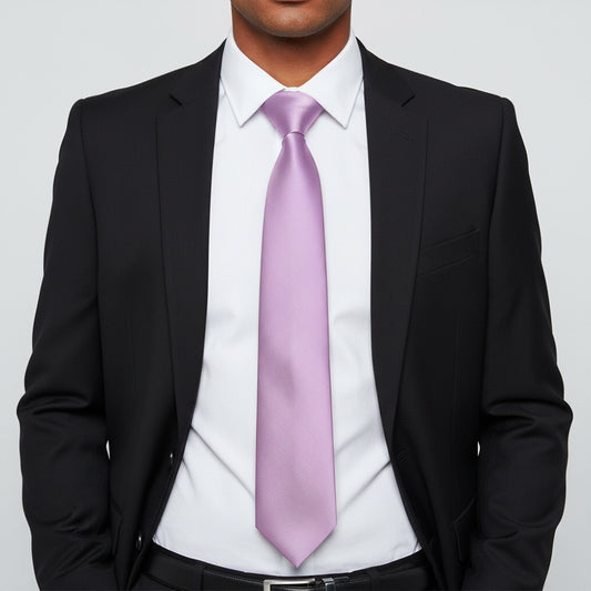 Plain Lilac Satin Classic Mens Tie 2