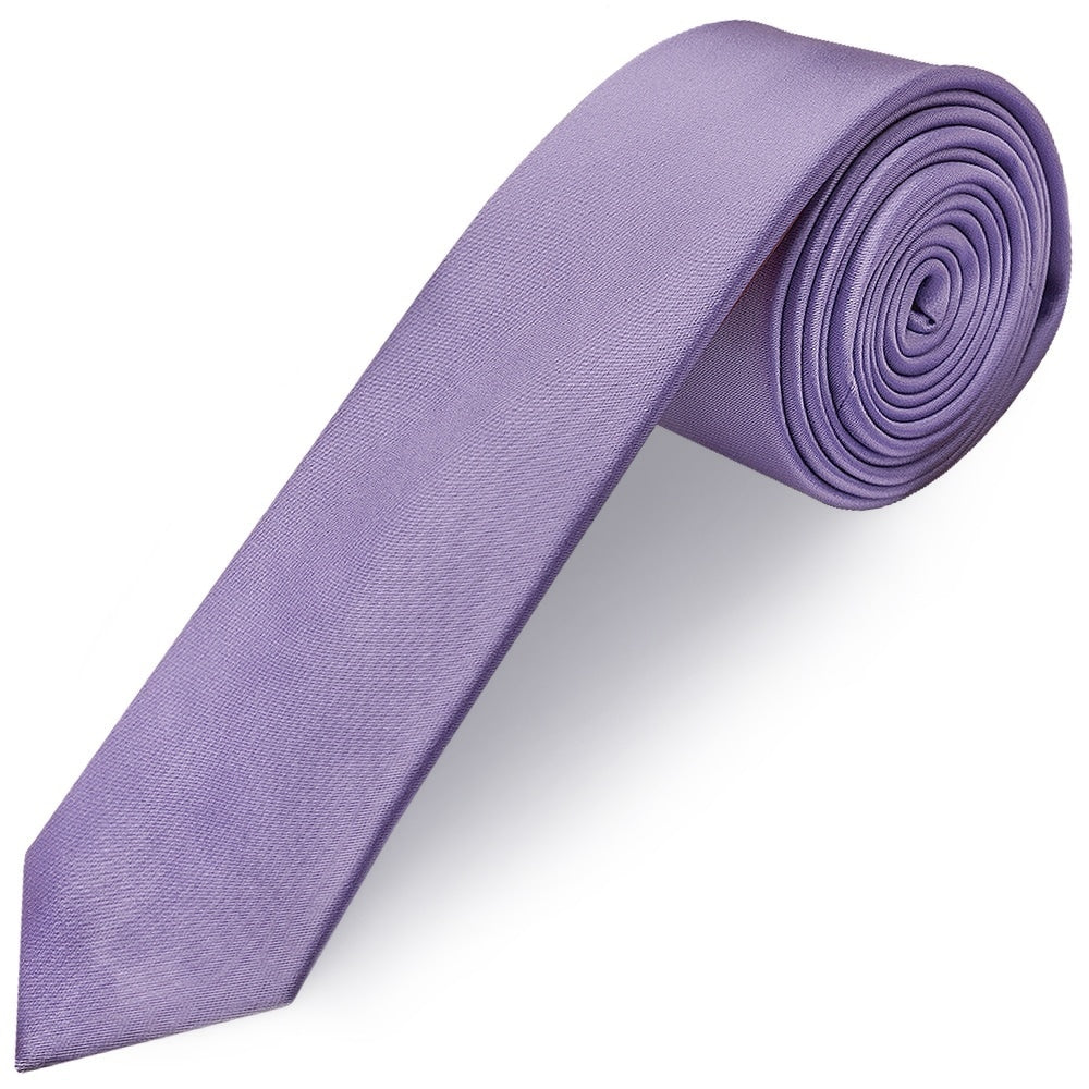 Lavender Satin Skinny Mens Tie And Pocket Square Set 2