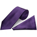 Purple Tie and Pocket Square Set - Men's Tie Set in Classic Width