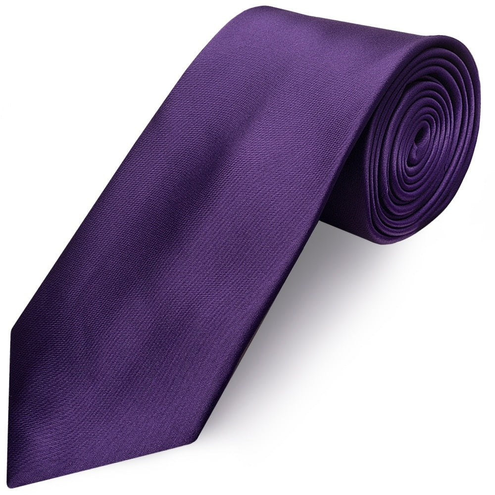 Plain Purple Satin Classic Mens Tie And Pocket Square Set 3