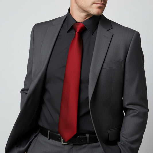 Plain Red Wine Satin Classic Mens Tie 2