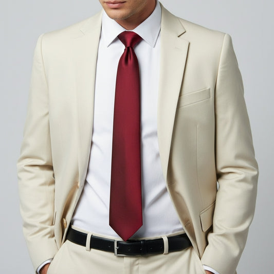 Plain Maroon Satin Classic Mens Tie 2