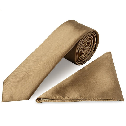 Iced Coffee Satin Boys Tie And Pocket Square Set 1