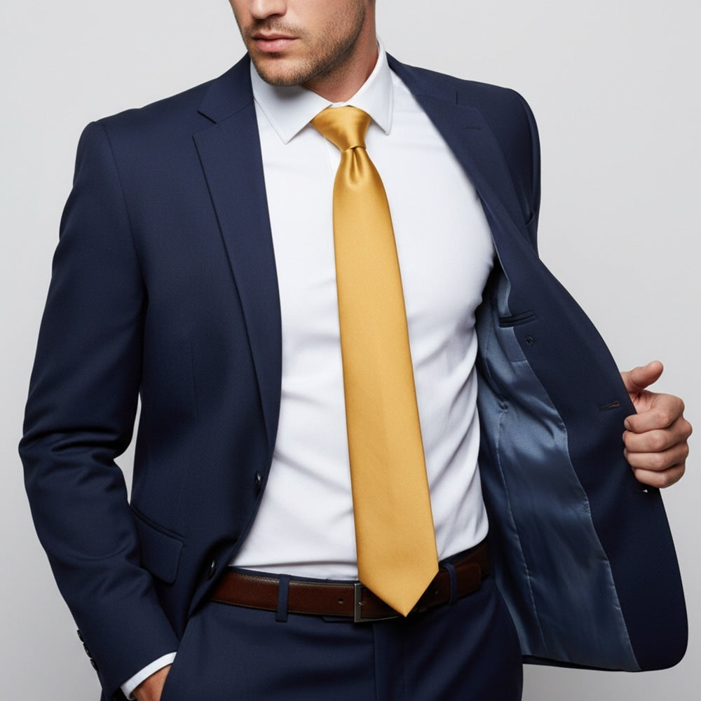 Plain Caramel Satin Classic Mens Tie 2
