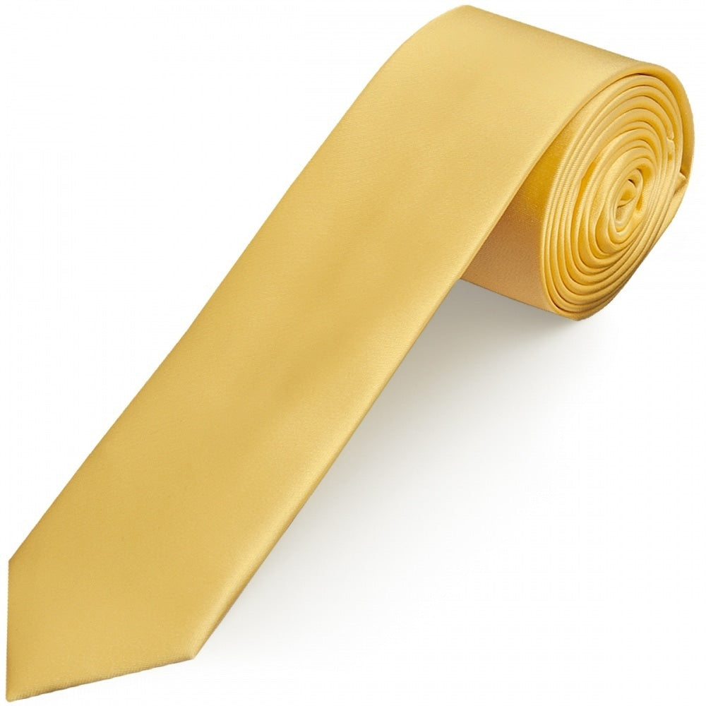Plain Gold Satin Skinny Boys Tie 1