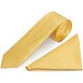 Gold Skinny Tie and Pocket Square Set For Men in Satin