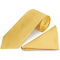 Gold Tie and Pocket Square Set - Men's Tie Set in Classic Width
