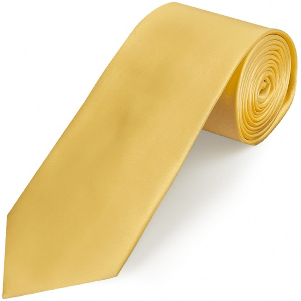 Plain Gold Satin Classic Mens Tie And Pocket Square Set 3
