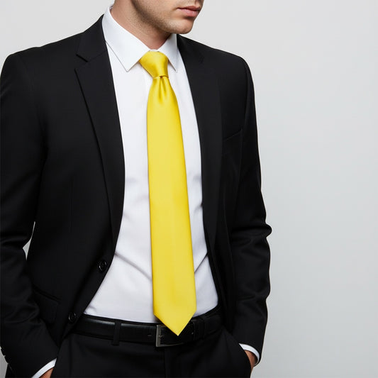 Sunshine Yellow Satin Classic Mens Tie 2