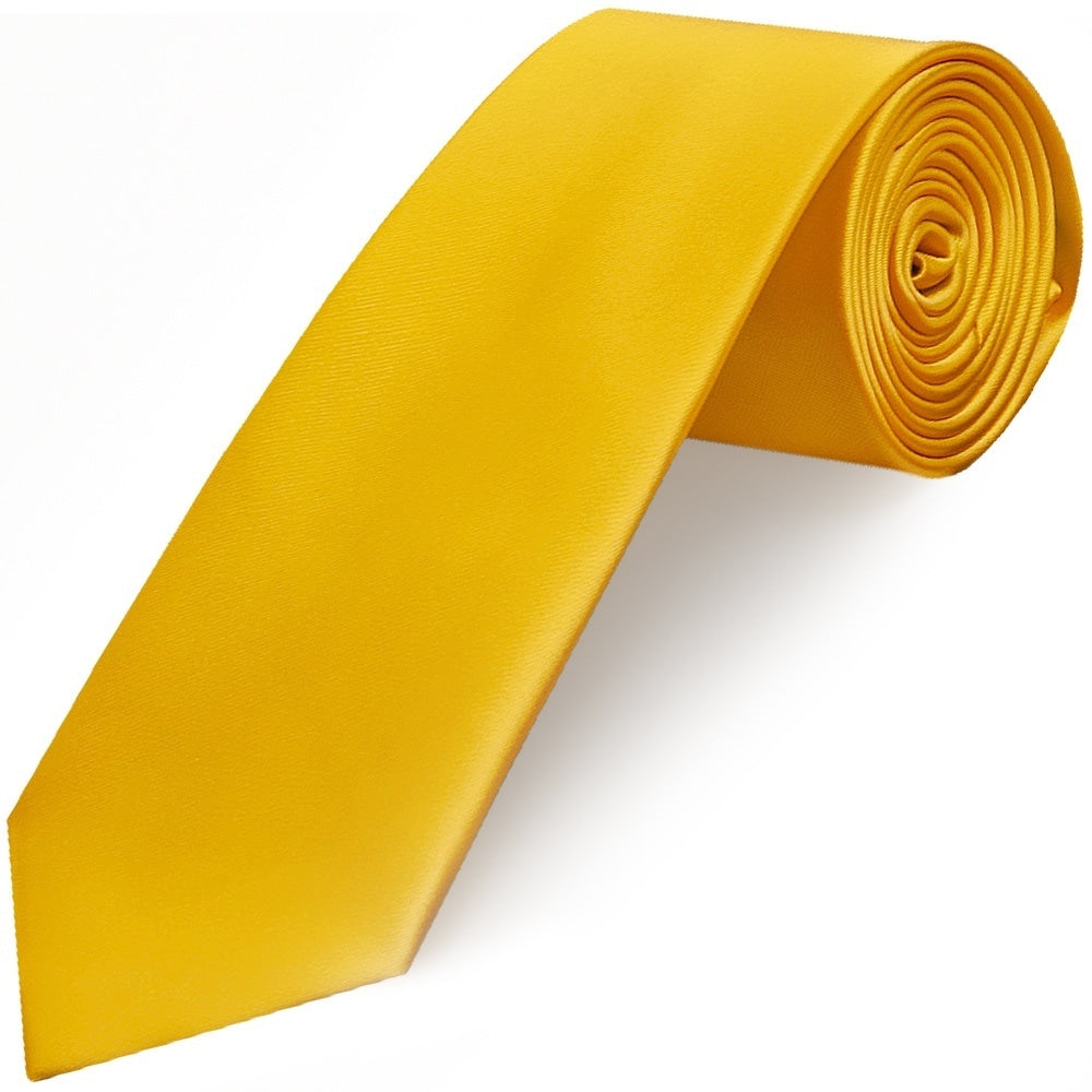 Plain Yellow Satin Classic Mens Tie 1