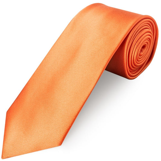 Plain Burnt Orange Satin Classic Mens Tie 1