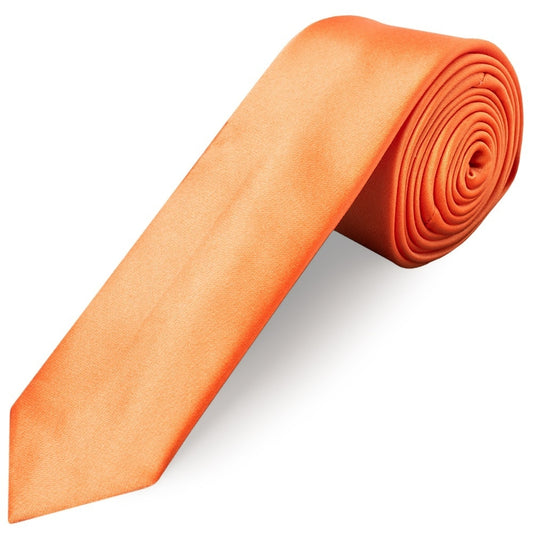 Burnt Orange Satin Skinny Boys Tie 1