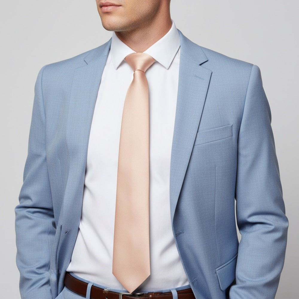 Plain Blush Satin Classic Mens Tie 2