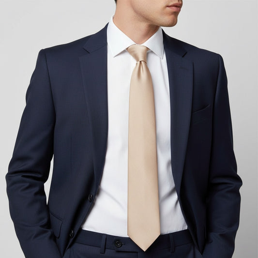 Plain Nude Satin Classic Mens Tie 2