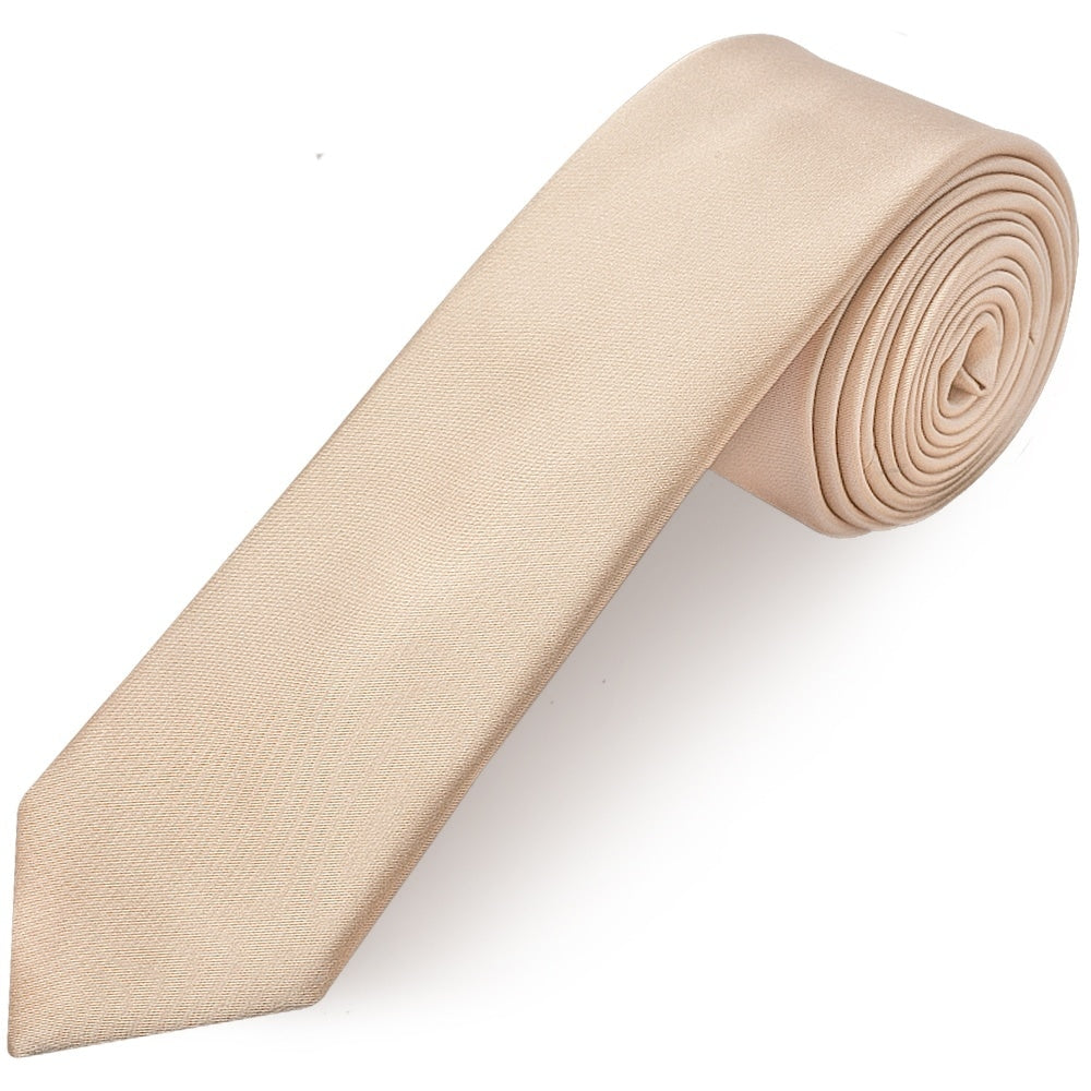 Plain Nude Satin Skinny Mens Tie 1