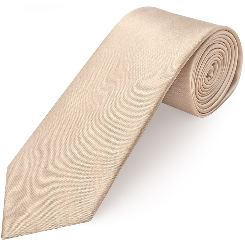 Plain Nude Satin Classic Mens Tie And Pocket Square Set 3