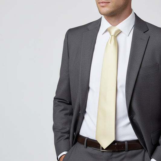 Plain Ivory Satin Classic Mens Tie 2