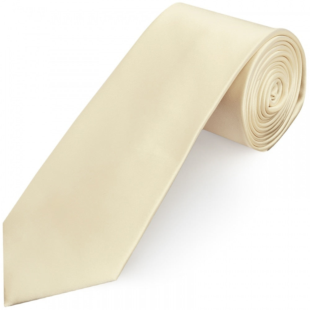 Plain Ivory Satin Classic Mens Tie And Pocket Square Set 3