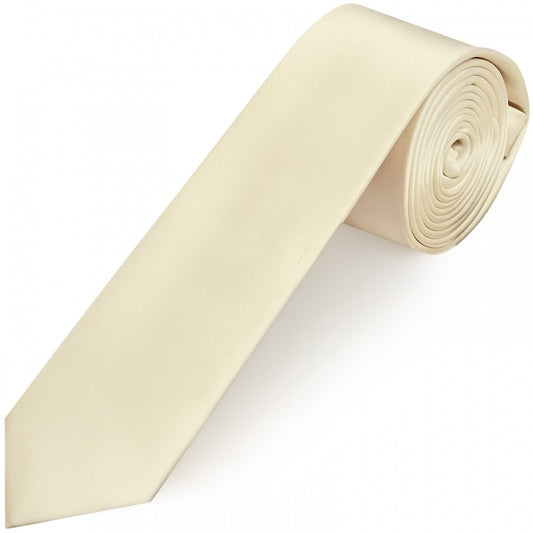 Ivory Satin Skinny Boys Tie 1