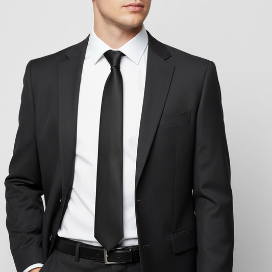 Plain Black Satin Classic Mens Tie 2