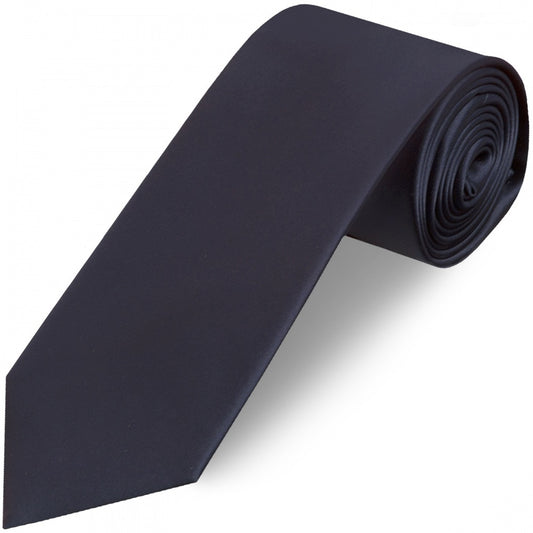 Plain Navy Blue Satin Classic Mens Tie 1