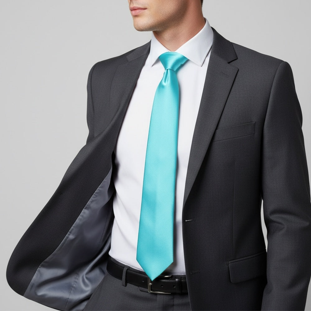Tiffany Blue Satin Classic Mens Tie 2