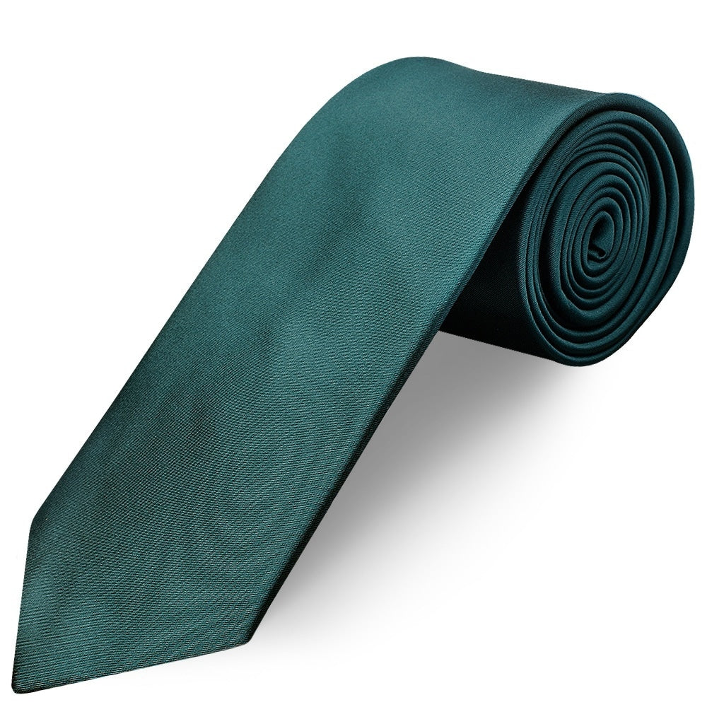 Plain Dark Teal Satin Classic Mens Tie And Pocket Square Set 3
